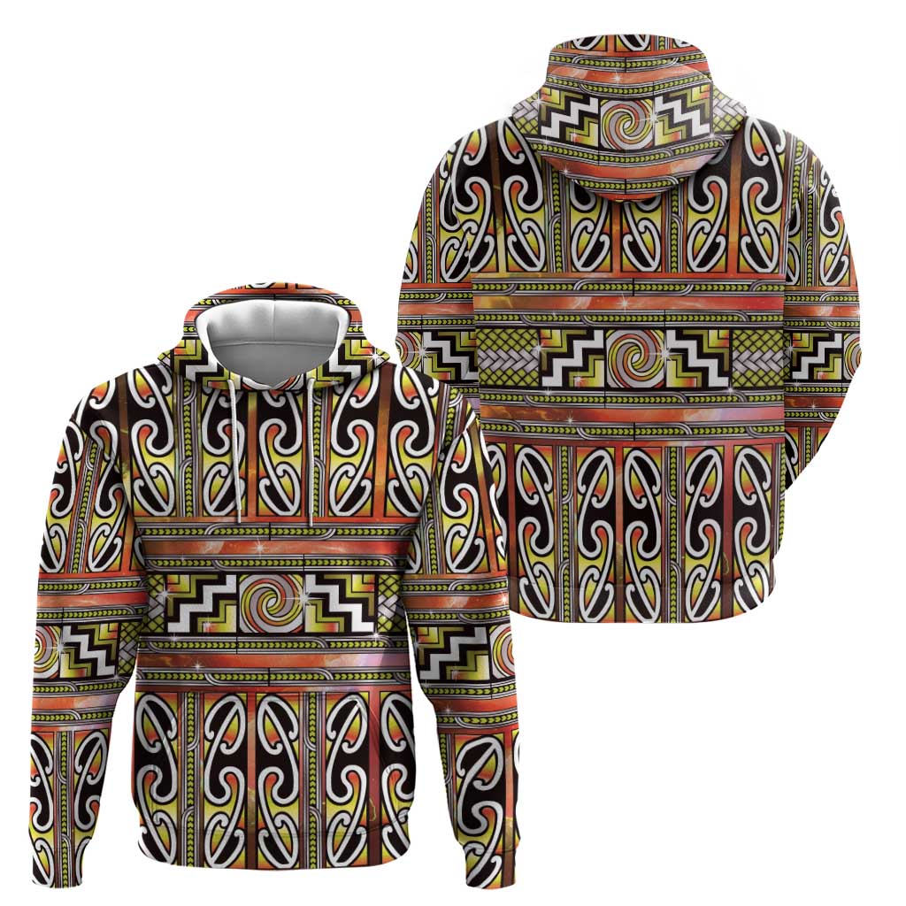 Maori Matariki Hoodie Yellow Galaxy Aesthetic Koru Art LT01 - Polynesian Pride