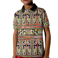 Maori Matariki Kid Polo Shirt Yellow Galaxy Aesthetic Koru Art