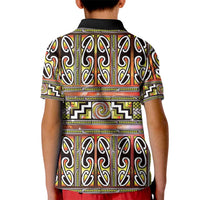 Maori Matariki Kid Polo Shirt Yellow Galaxy Aesthetic Koru Art