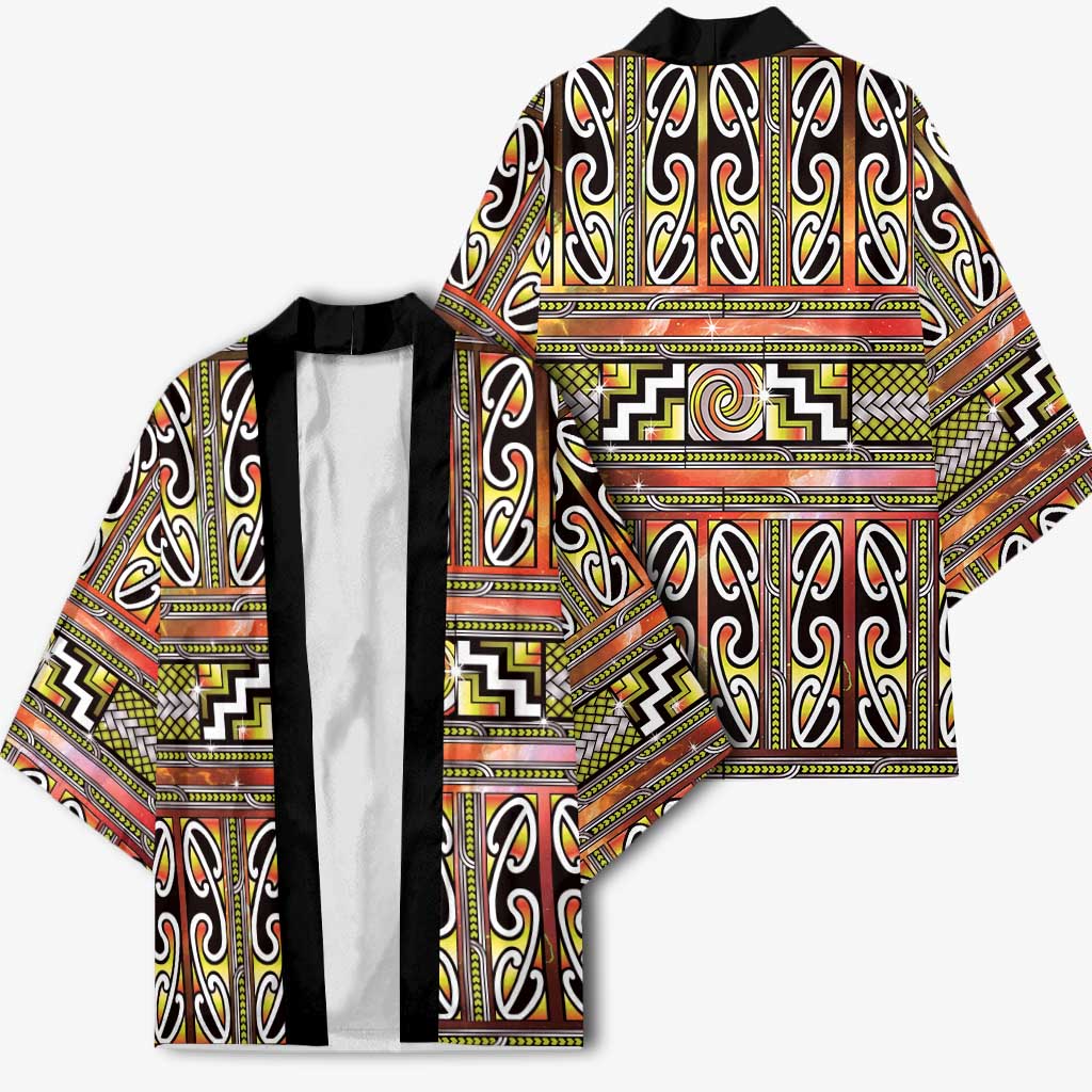 Maori Matariki Kimono Yellow Galaxy Aesthetic Koru Art LT01 - Polynesian Pride