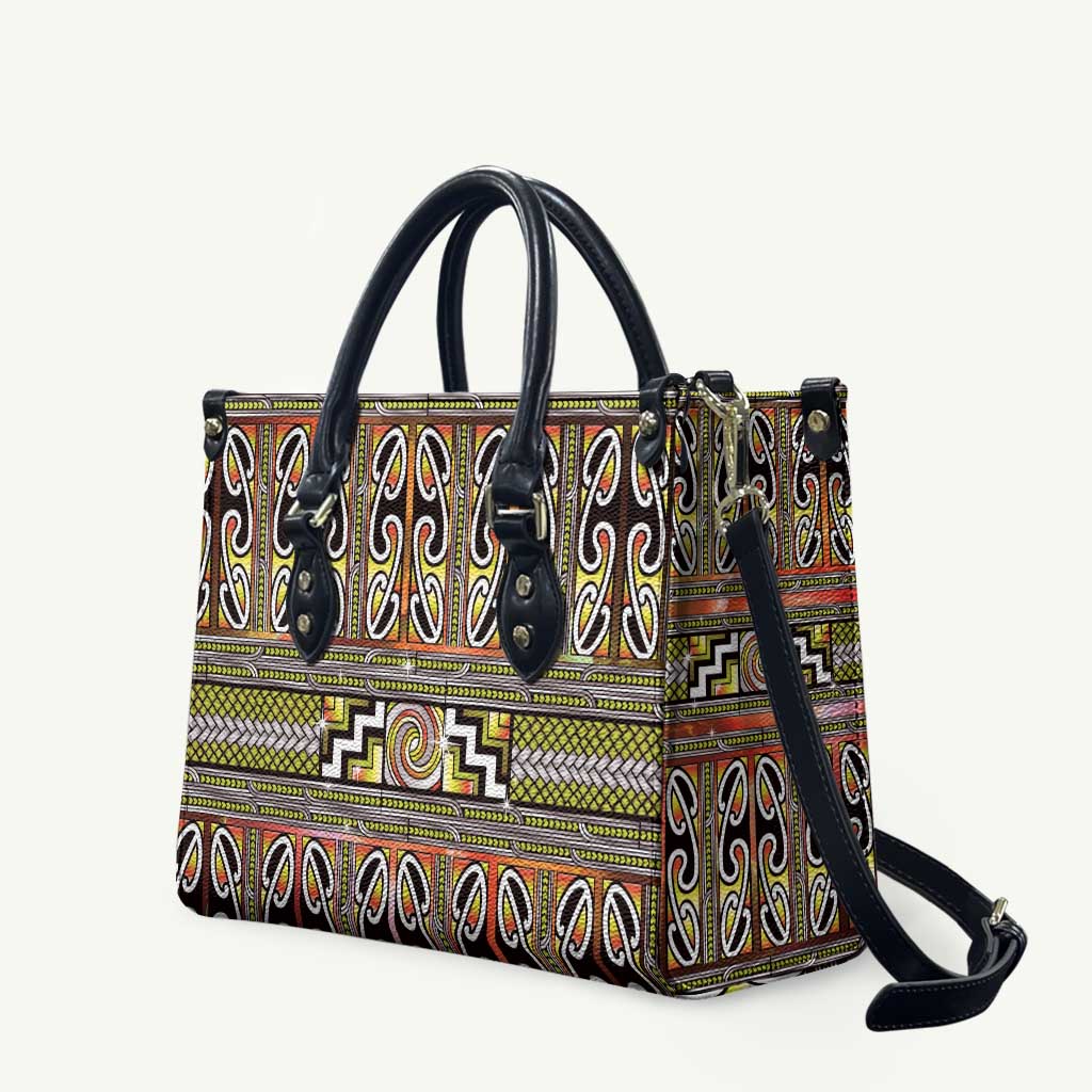 Maori Matariki Leather Bag Yellow Galaxy Aesthetic Koru Art