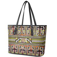 Maori Matariki Leather Tote Bag Yellow Galaxy Aesthetic Koru Art LT01 - Polynesian Pride