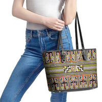 Maori Matariki Leather Tote Bag Yellow Galaxy Aesthetic Koru Art LT01 - Polynesian Pride