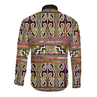 Maori Matariki Long Sleeve Button Shirt Yellow Galaxy Aesthetic Koru Art LT01 - Polynesian Pride