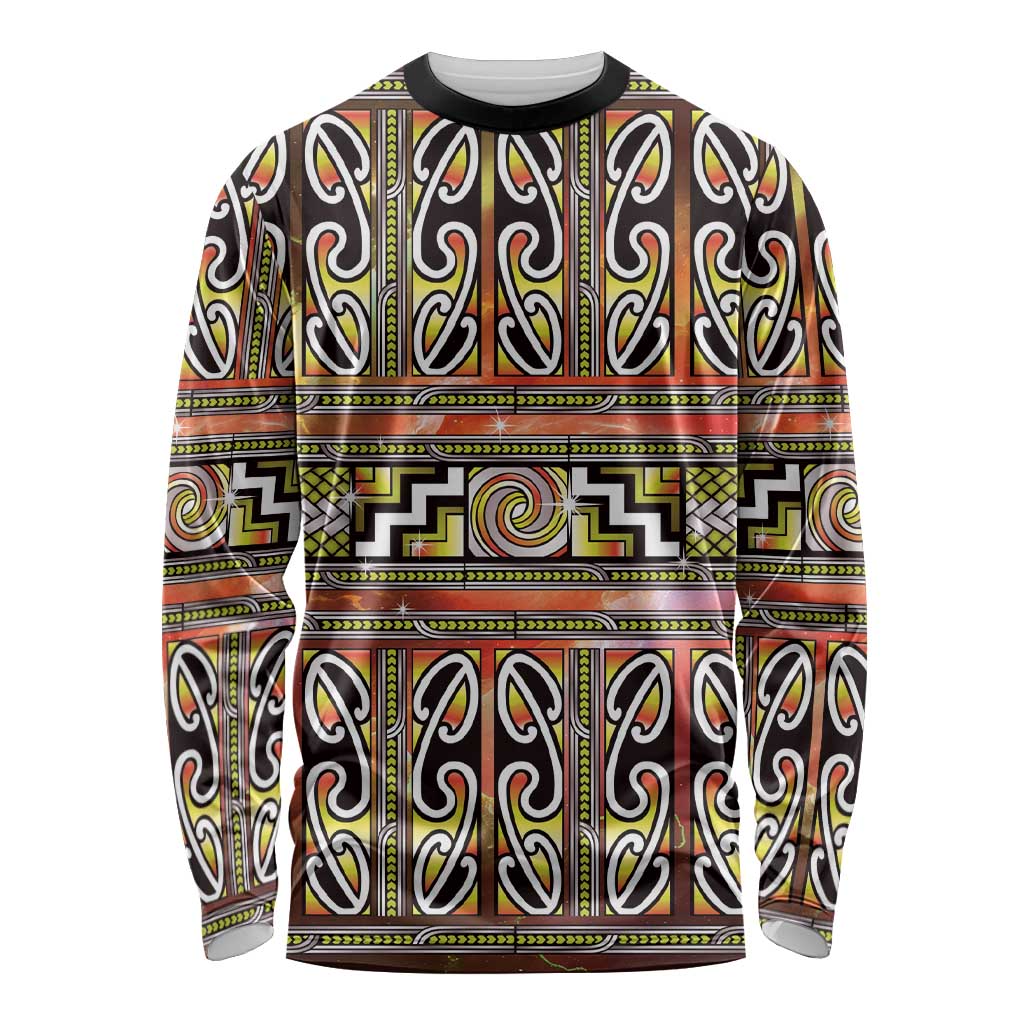 Maori Matariki Long Sleeve Shirt Yellow Galaxy Aesthetic Koru Art LT01 Unisex Yellow - Polynesian Pride