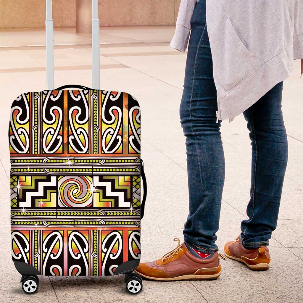 Maori Matariki Luggage Cover Yellow Galaxy Aesthetic Koru Art LT01 Yellow - Polynesian Pride
