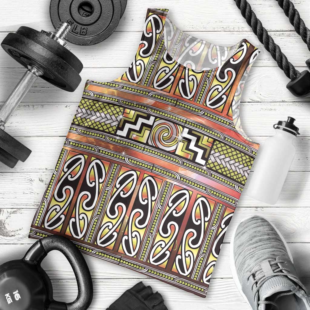 Maori Matariki Men Tank Top Yellow Galaxy Aesthetic Koru Art LT01 - Polynesian Pride