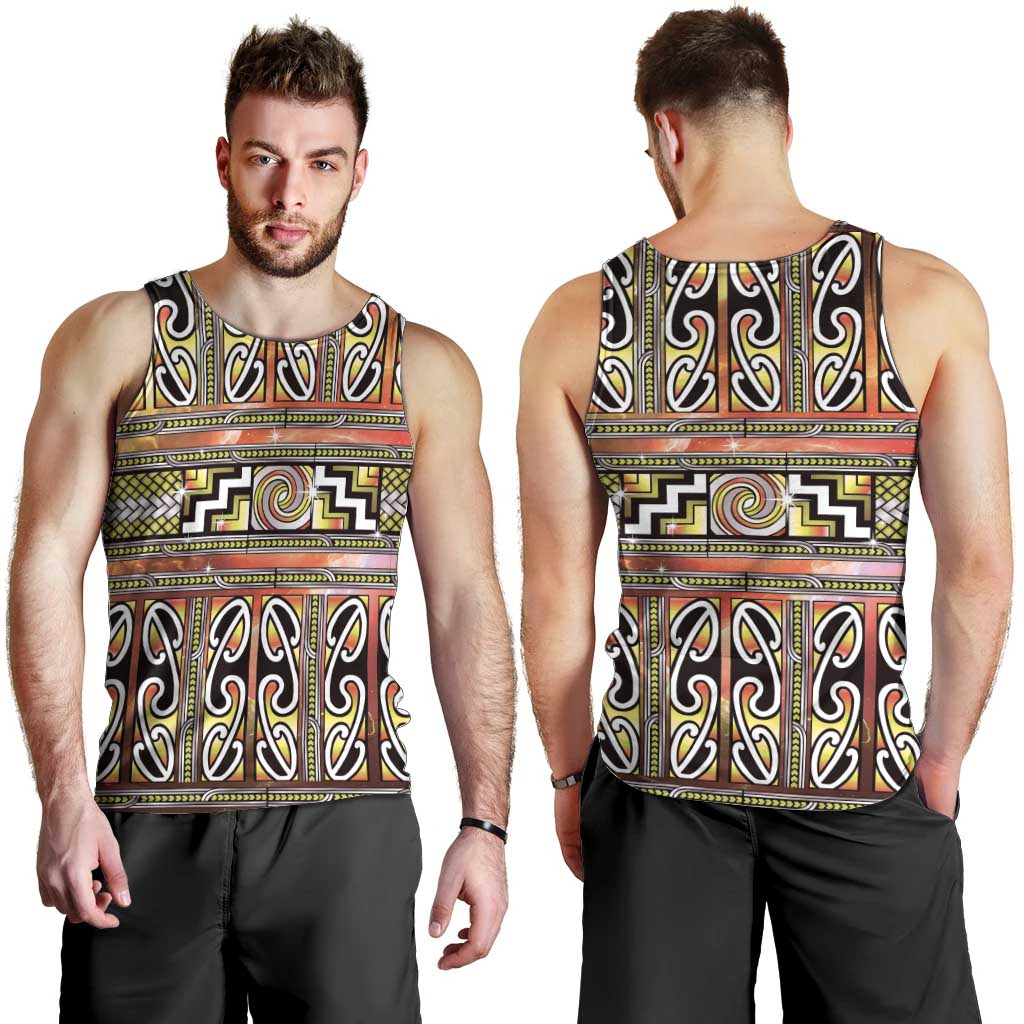 Maori Matariki Men Tank Top Yellow Galaxy Aesthetic Koru Art LT01 - Polynesian Pride