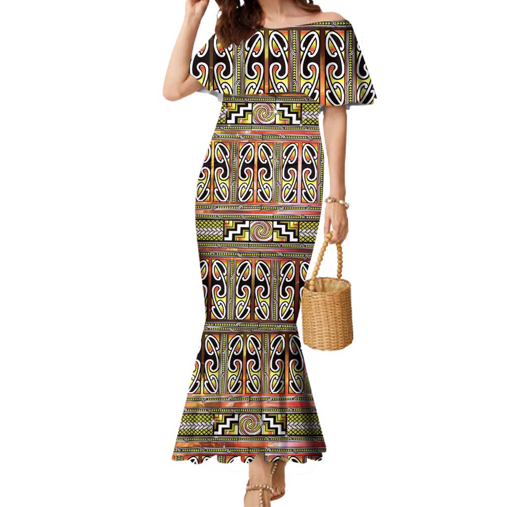Maori Matariki Mermaid Dress Yellow Galaxy Aesthetic Koru Art LT01 Women Yellow - Polynesian Pride