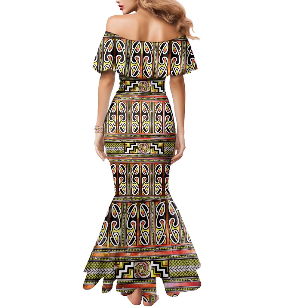 Maori Matariki Mermaid Dress Yellow Galaxy Aesthetic Koru Art LT01 - Polynesian Pride