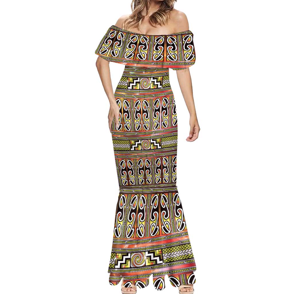Maori Matariki Mermaid Dress Yellow Galaxy Aesthetic Koru Art LT01 - Polynesian Pride