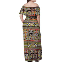 Maori Matariki Off Shoulder Maxi Dress Yellow Galaxy Aesthetic Koru Art LT01 - Polynesian Pride