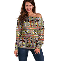 Maori Matariki Off Shoulder Sweater Yellow Galaxy Aesthetic Koru Art LT01 Women Yellow - Polynesian Pride