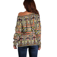 Maori Matariki Off Shoulder Sweater Yellow Galaxy Aesthetic Koru Art LT01 - Polynesian Pride