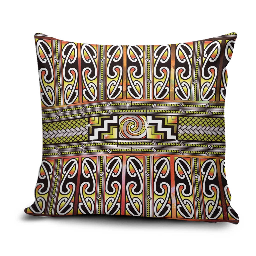 Maori Matariki Pillow Cover Yellow Galaxy Aesthetic Koru Art LT01 Yellow - Polynesian Pride
