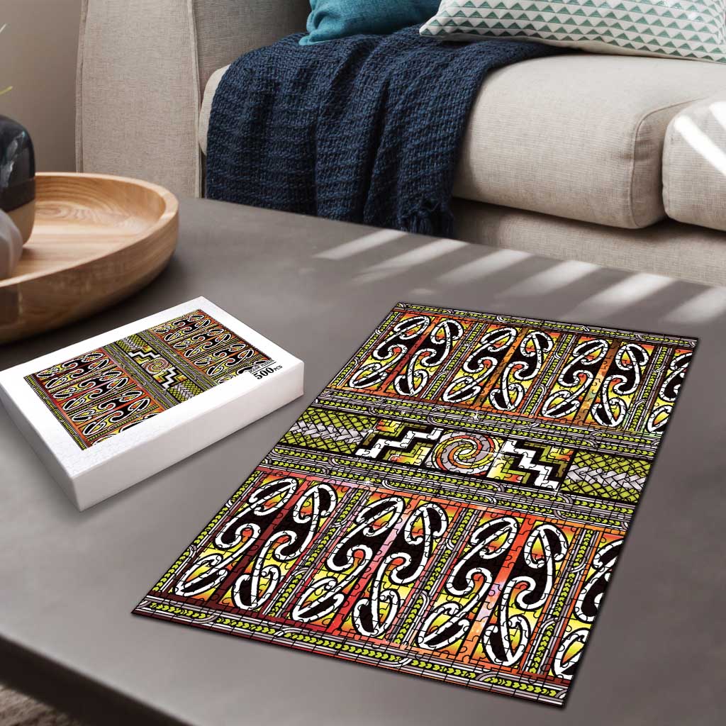 Maori Matariki Puzzle Yellow Galaxy Aesthetic Koru Art LT01 - Polynesian Pride