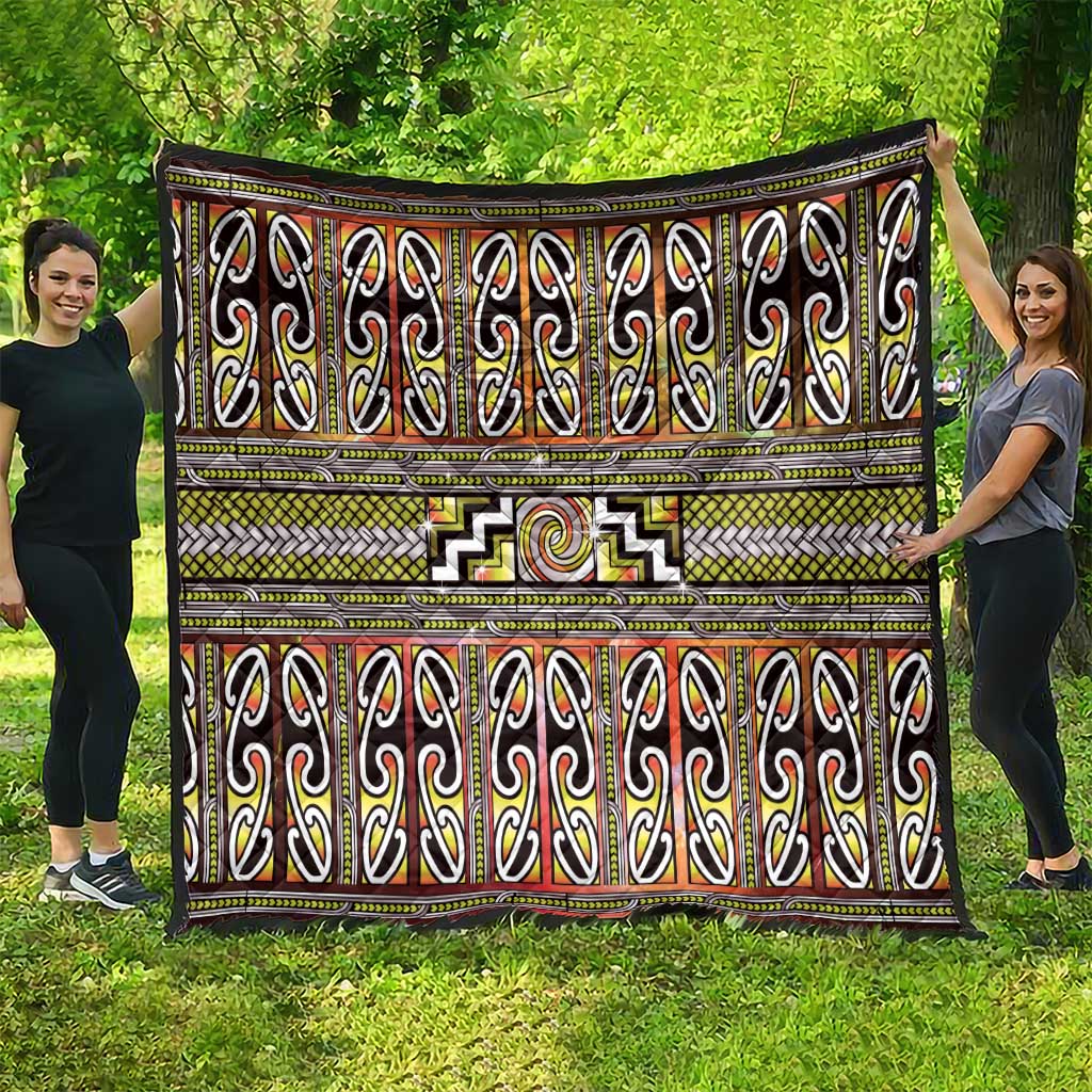 Maori Matariki Quilt Yellow Galaxy Aesthetic Koru Art LT01 - Polynesian Pride