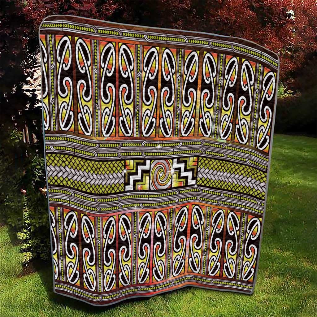 Maori Matariki Quilt Yellow Galaxy Aesthetic Koru Art LT01 - Polynesian Pride