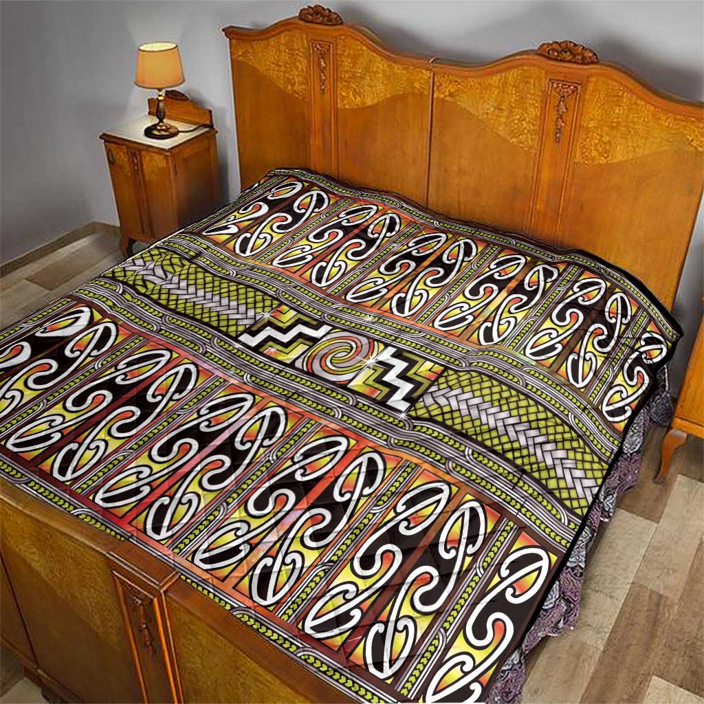 Maori Matariki Quilt Yellow Galaxy Aesthetic Koru Art LT01 - Polynesian Pride