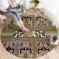 Maori Matariki Round Carpet Yellow Galaxy Aesthetic Koru Art LT01 - Polynesian Pride