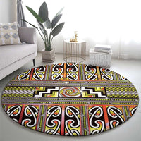 Maori Matariki Round Carpet Yellow Galaxy Aesthetic Koru Art LT01 - Polynesian Pride