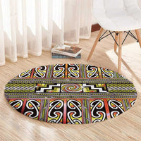 Maori Matariki Round Carpet Yellow Galaxy Aesthetic Koru Art LT01 - Polynesian Pride