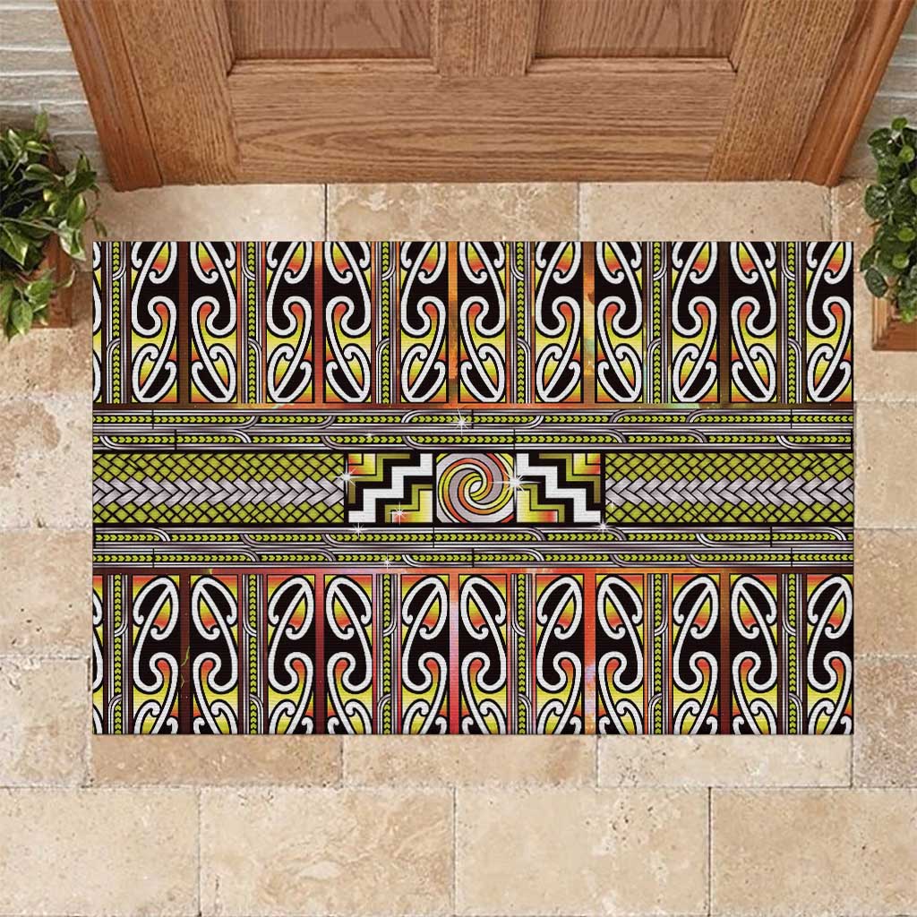 Maori Matariki Rubber Doormat Yellow Galaxy Aesthetic Koru Art LT01 Yellow - Polynesian Pride