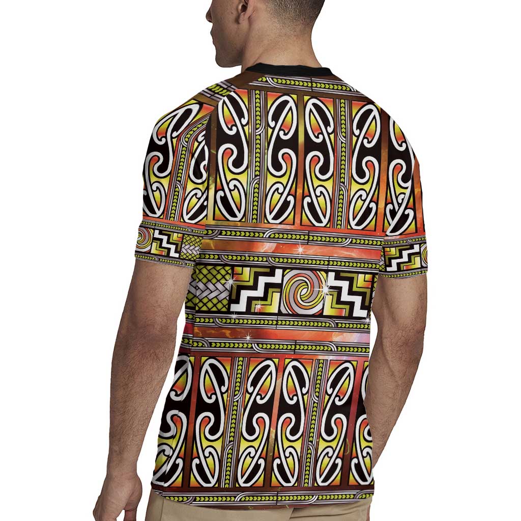 Maori Matariki Rugby Jersey Yellow Galaxy Aesthetic Koru Art LT01 - Polynesian Pride