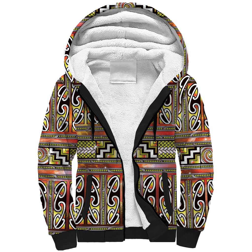 Maori Matariki Sherpa Hoodie Yellow Galaxy Aesthetic Koru Art LT01 Unisex Yellow - Polynesian Pride