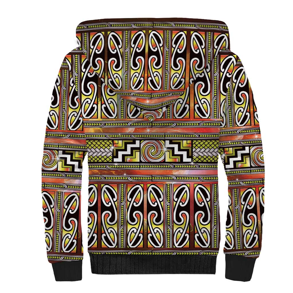 Maori Matariki Sherpa Hoodie Yellow Galaxy Aesthetic Koru Art LT01 - Polynesian Pride