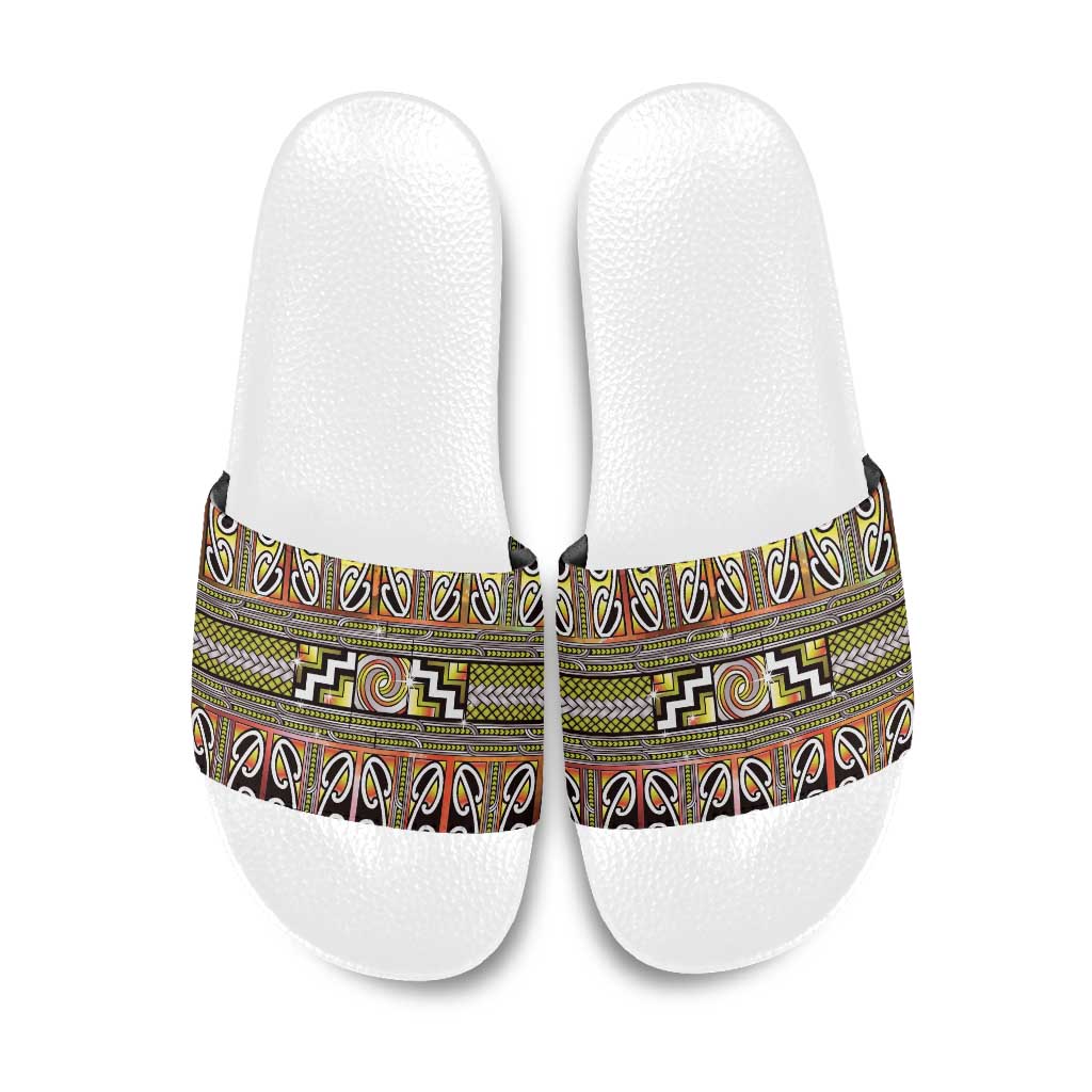 Maori Matariki Slide Sandals Yellow Galaxy Aesthetic Koru Art LT01 Yellow - Polynesian Pride