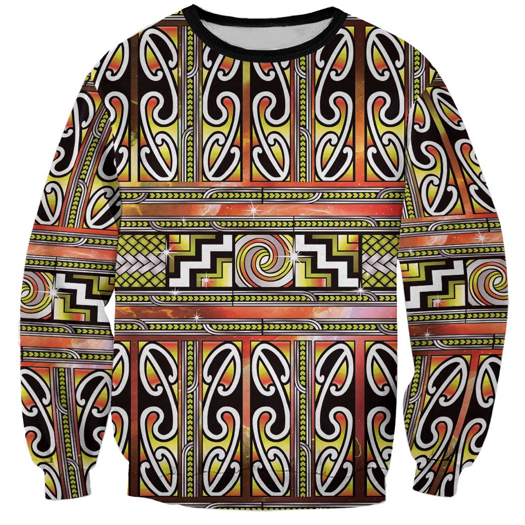 Maori Matariki Sweatshirt Yellow Galaxy Aesthetic Koru Art