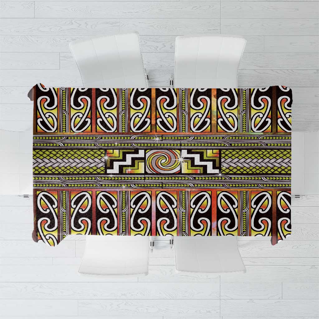 Maori Matariki Tablecloth Yellow Galaxy Aesthetic Koru Art LT01 Yellow - Polynesian Pride