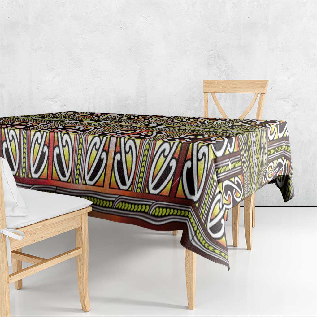 Maori Matariki Tablecloth Yellow Galaxy Aesthetic Koru Art LT01 - Polynesian Pride