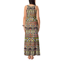 Maori Matariki Tank Maxi Dress Yellow Galaxy Aesthetic Koru Art LT01 - Polynesian Pride