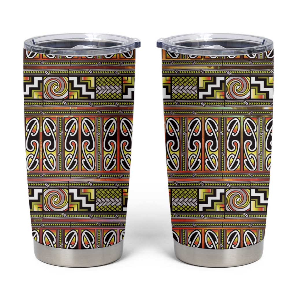 Maori Matariki Tumbler Cup Yellow Galaxy Aesthetic Koru Art LT01 Yellow - Polynesian Pride