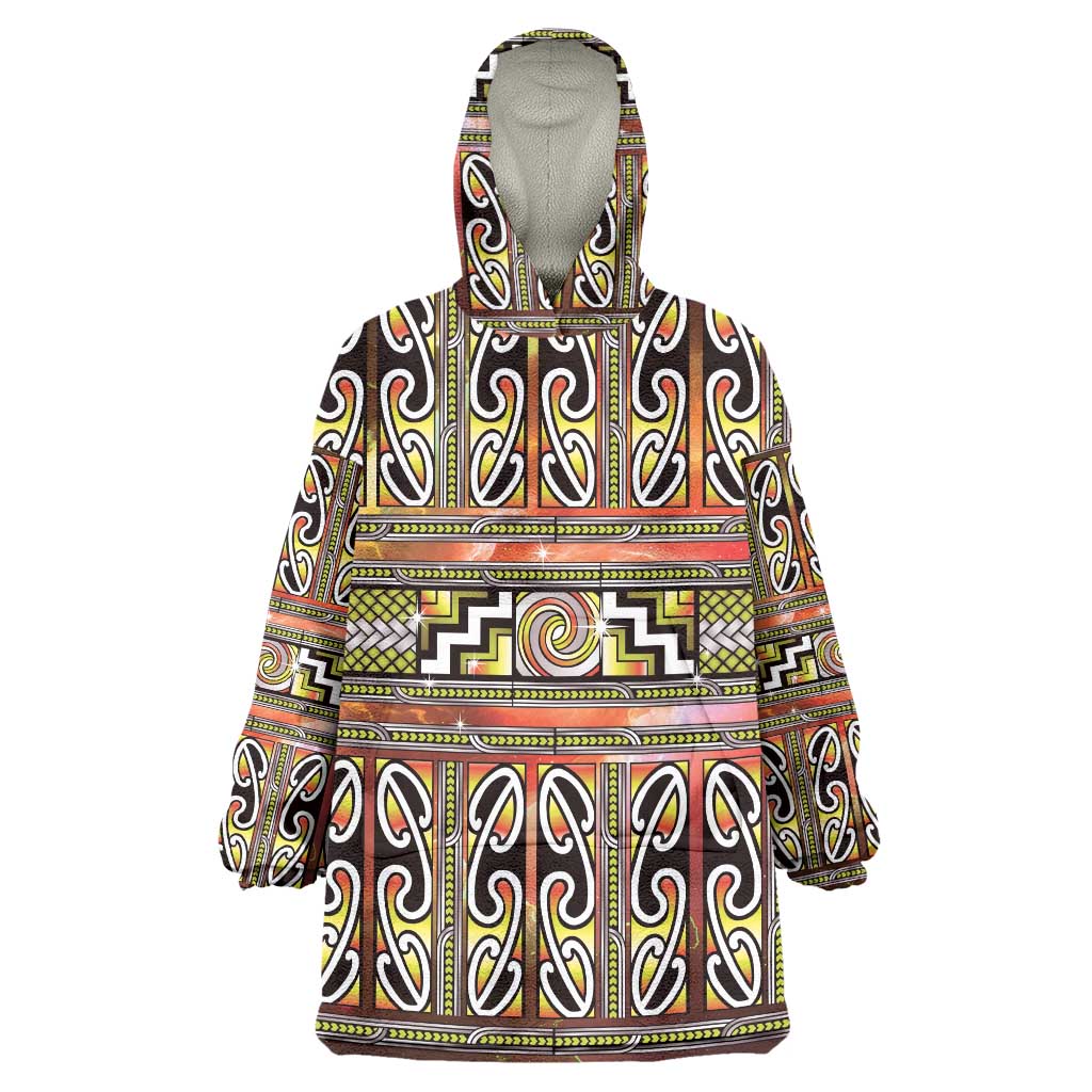 Maori Matariki Wearable Blanket Hoodie Yellow Galaxy Aesthetic Koru Art LT01 One Size Yellow - Polynesian Pride