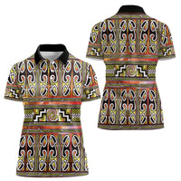 Maori Matariki Women Polo Shirt Yellow Galaxy Aesthetic Koru Art LT01 - Polynesian Pride