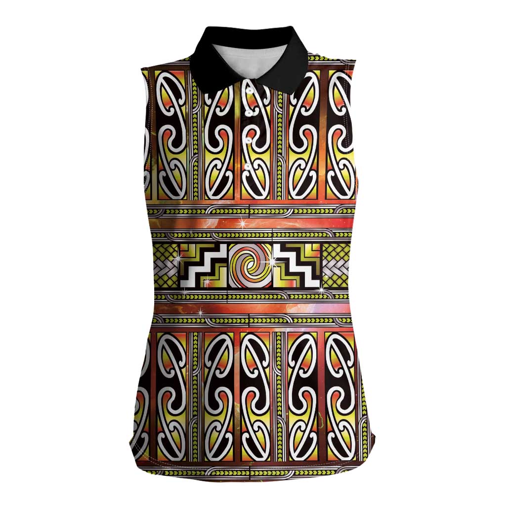 Maori Matariki Women Sleeveless Polo Shirt Yellow Galaxy Aesthetic Koru Art LT01 Female Yellow - Polynesian Pride