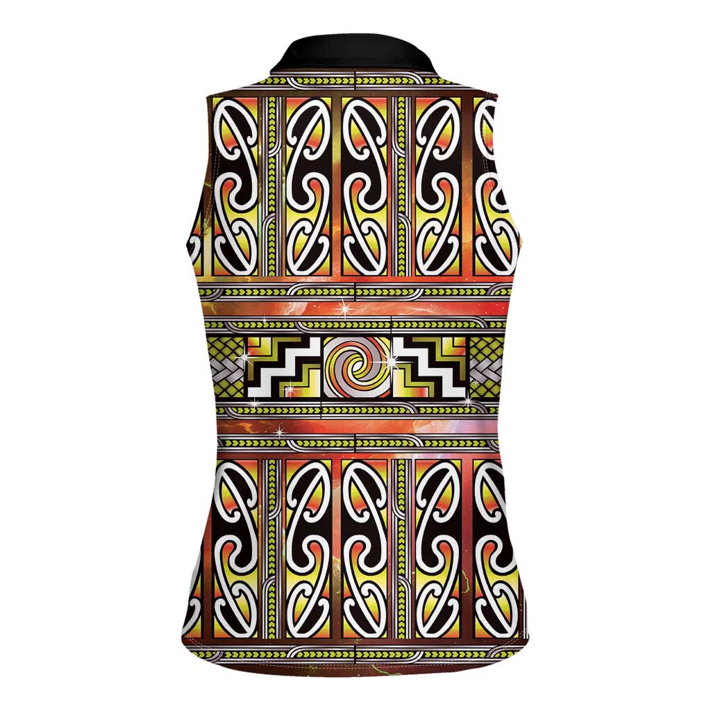Maori Matariki Women Sleeveless Polo Shirt Yellow Galaxy Aesthetic Koru Art LT01 - Polynesian Pride