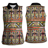 Maori Matariki Women Sleeveless Polo Shirt Yellow Galaxy Aesthetic Koru Art LT01 - Polynesian Pride