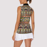 Maori Matariki Women Sleeveless Polo Shirt Yellow Galaxy Aesthetic Koru Art LT01 - Polynesian Pride