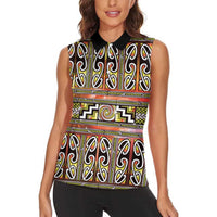 Maori Matariki Women Sleeveless Polo Shirt Yellow Galaxy Aesthetic Koru Art LT01 - Polynesian Pride