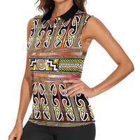 Maori Matariki Women Sleeveless Polo Shirt Yellow Galaxy Aesthetic Koru Art LT01 - Polynesian Pride