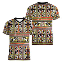 Maori Matariki Women V-Neck T-Shirt Yellow Galaxy Aesthetic Koru Art LT01 - Polynesian Pride
