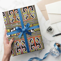 Maori Matariki Wrapping Paper Yellow Galaxy Aesthetic Koru Art