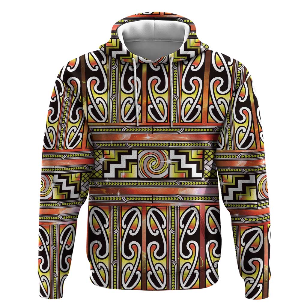 Maori Matariki Zip Hoodie Yellow Galaxy Aesthetic Koru Art LT01 Pullover Hoodie Yellow - Polynesian Pride