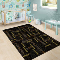 Hawaii Brown Plumeria Lei Black Area Rug Frangipani Floral Heritage Art LT01 - Polynesian Pride