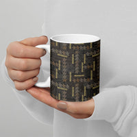 Hawaii Brown Plumeria Lei Black Ceramic Mug Frangipani Floral Heritage Art