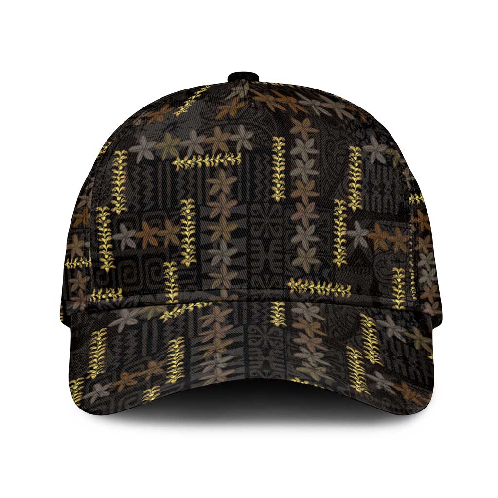 Hawaii Brown Plumeria Lei Black Classic Cap Frangipani Floral Heritage Art